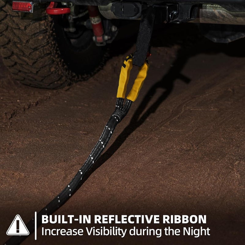 SAMOUT Kinetic Reflective Recovery Rope (48000Lbs 1in x 30ft), Extreme Duty 30% Elasticity Energy Snatch Strap for 4x4 Offroad Vehicle (1in * 30ft Recovery Rope) - Image 5